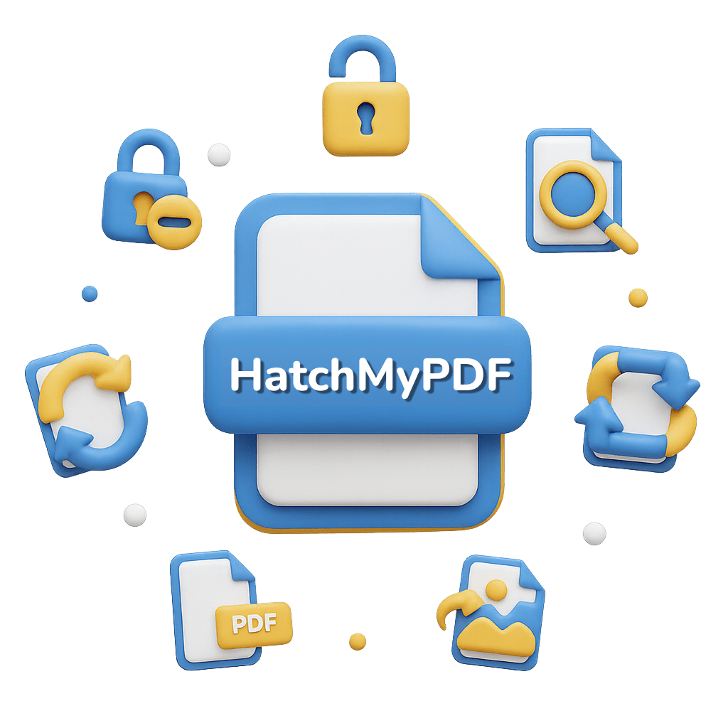HatchMyPDF interface: removing password, compressing and merging PDF locally in browser